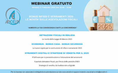 Bonus infissi e serramenti - Guida alle detrazioni fiscali 2025 - Webinar - ANCELM